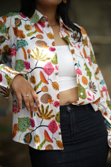 Floral Beauty 100% Cotton Full Sleeves Women's Shirt