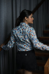 Floral Mandala Print 100% Cotton Full Sleeves Women's Shirt