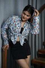 Floral Mandala Print 100% Cotton Full Sleeves Women's Shirt