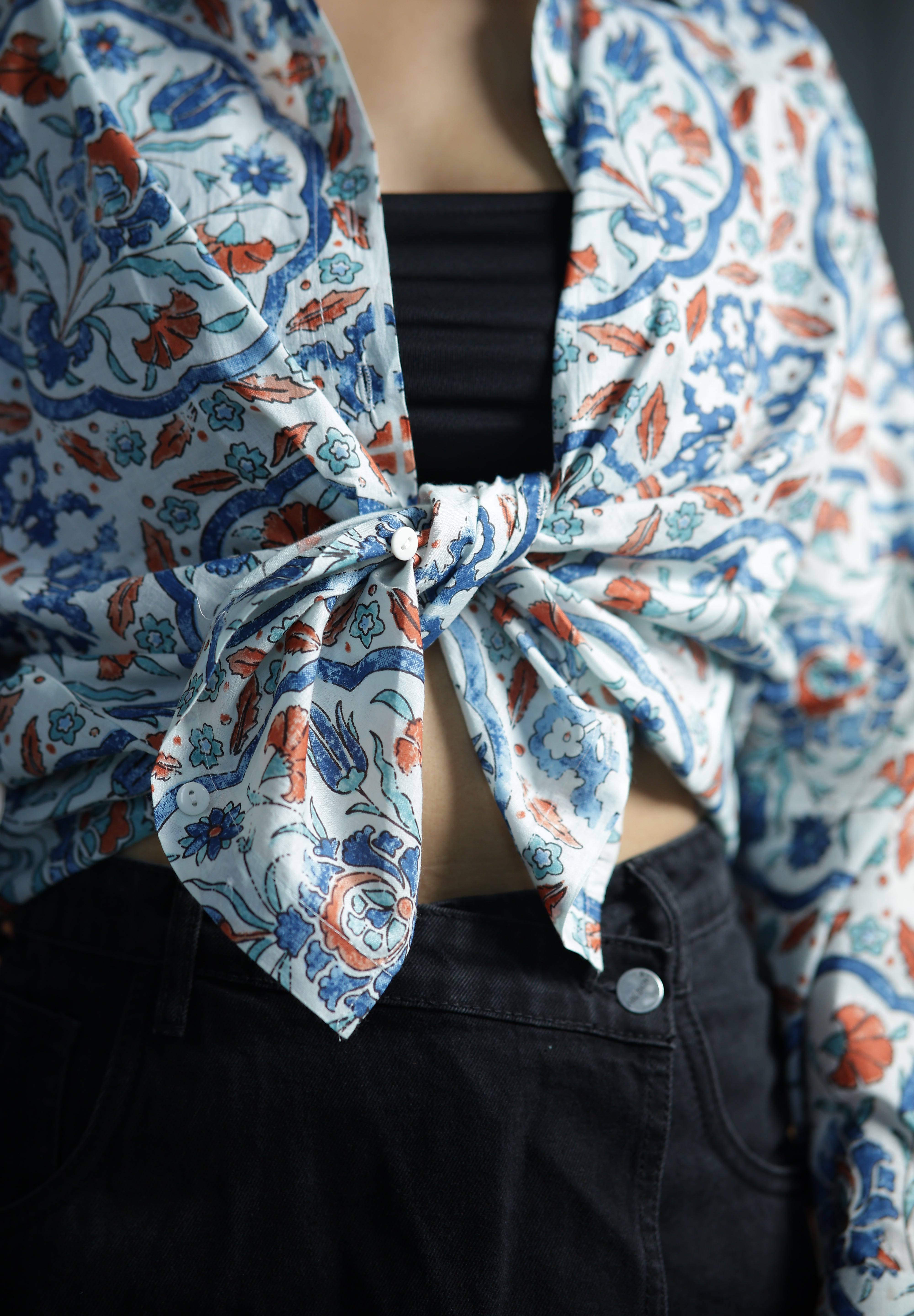 Floral Mandala Print 100% Cotton Full Sleeves Women's Shirt