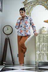 Safari on Pink  Print 100% Cotton Full Sleeves Women's Shirt
