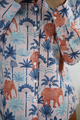 Safari on Pink  Print 100% Cotton Full Sleeves Women's Shirt