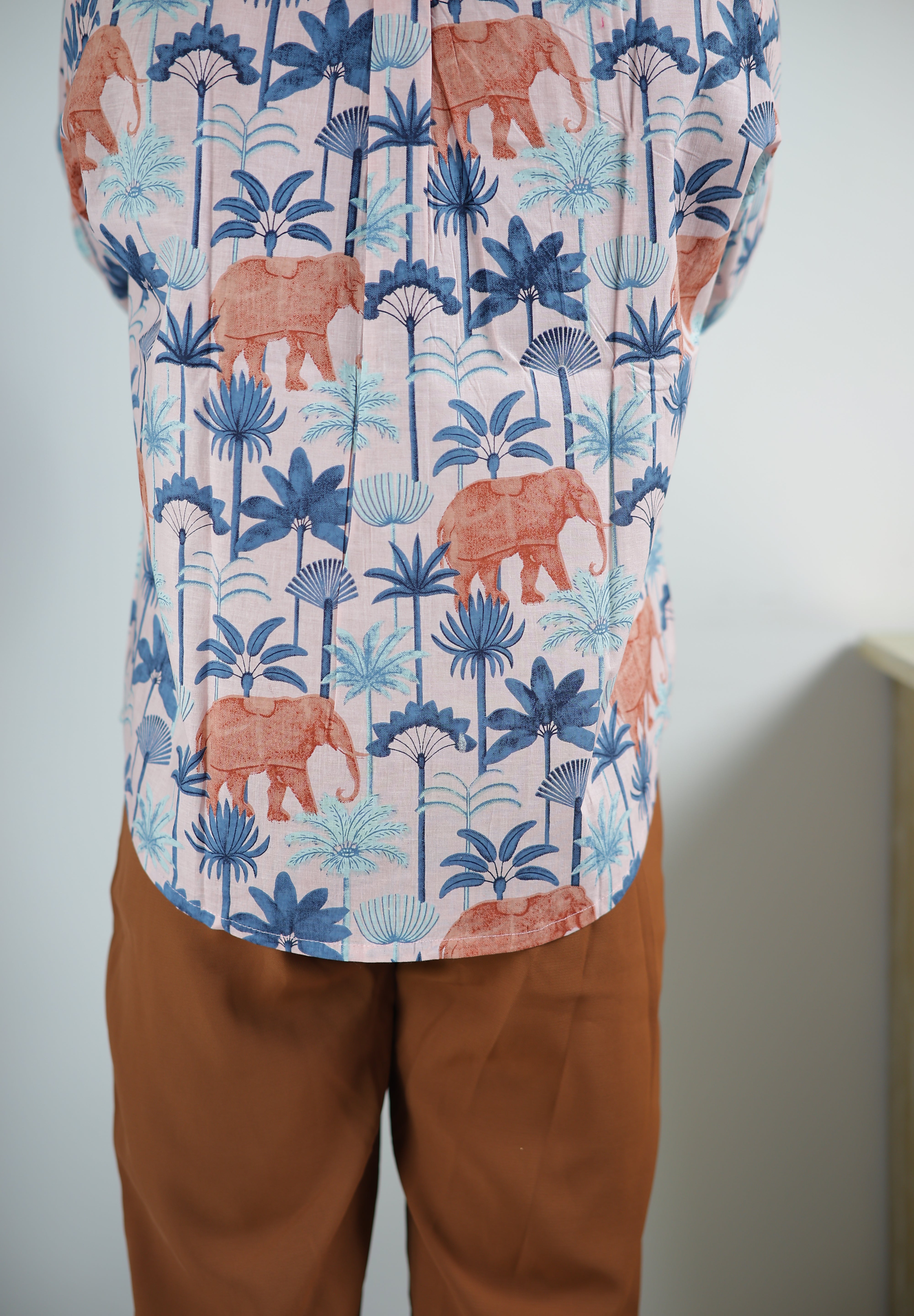 Safari on Pink  Print 100% Cotton Full Sleeves Women's Shirt