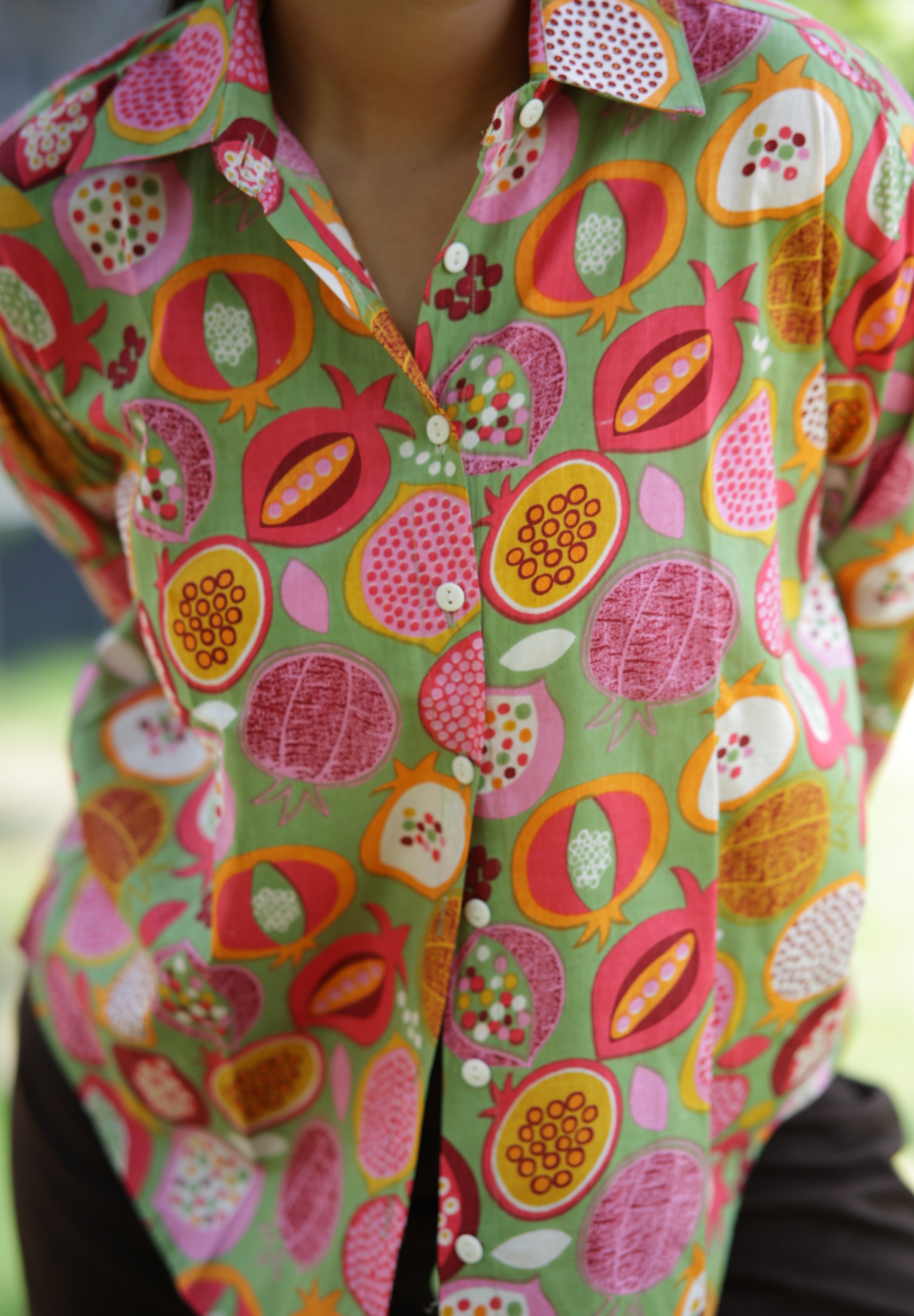 Green Fruity Wonderland 100% Cotton Full Sleeves Women's Shirt
