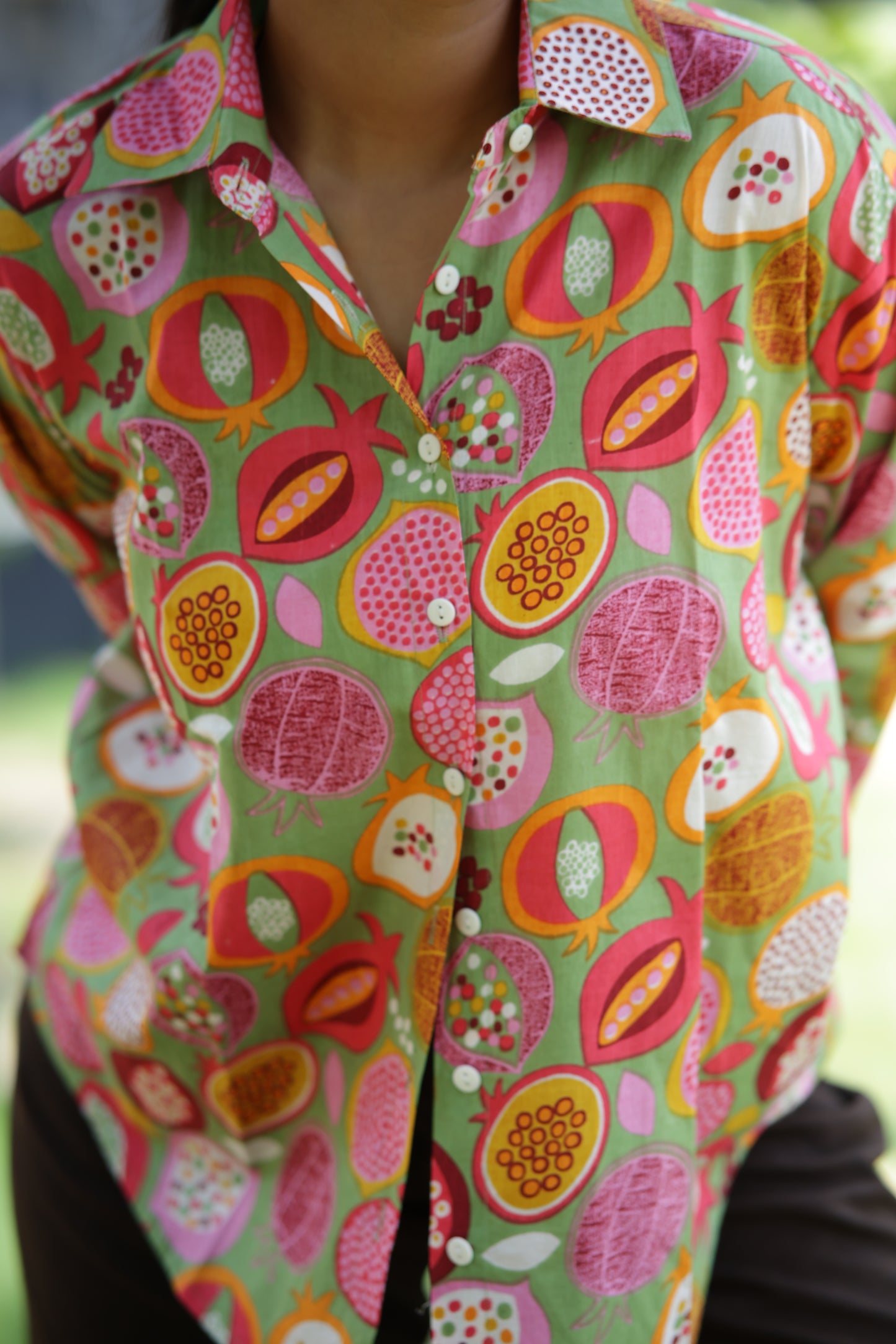 Green Fruity Wonderland 100% Cotton Full Sleeves Women's Shirt