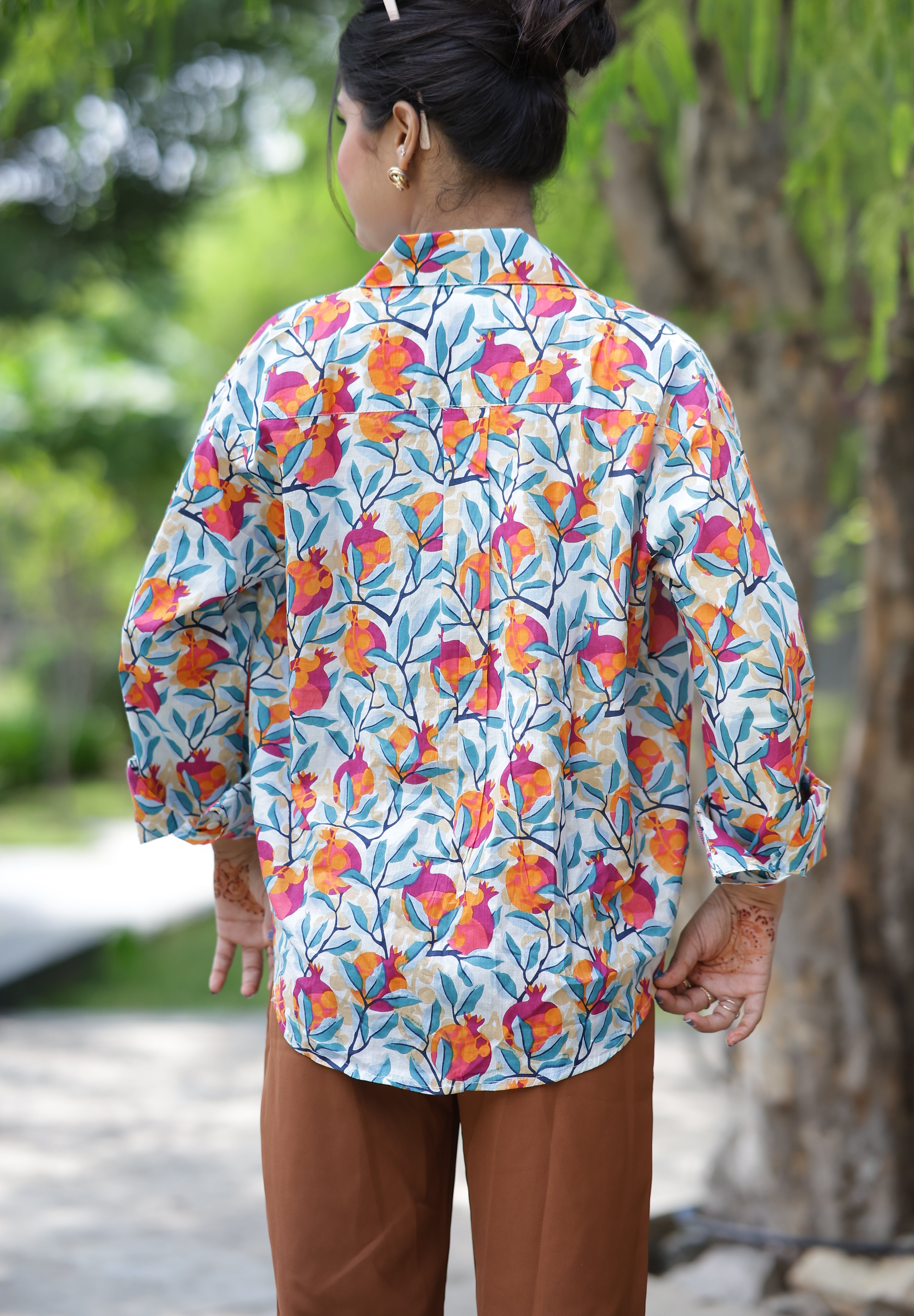 Ek Anar Sau Bimar Print 100% Cotton Full Sleeves Women's Shirt