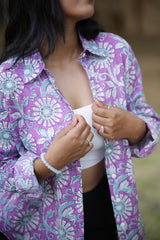 Purple Anokhi Print 100% Cotton Full Sleeves Women's Shirt