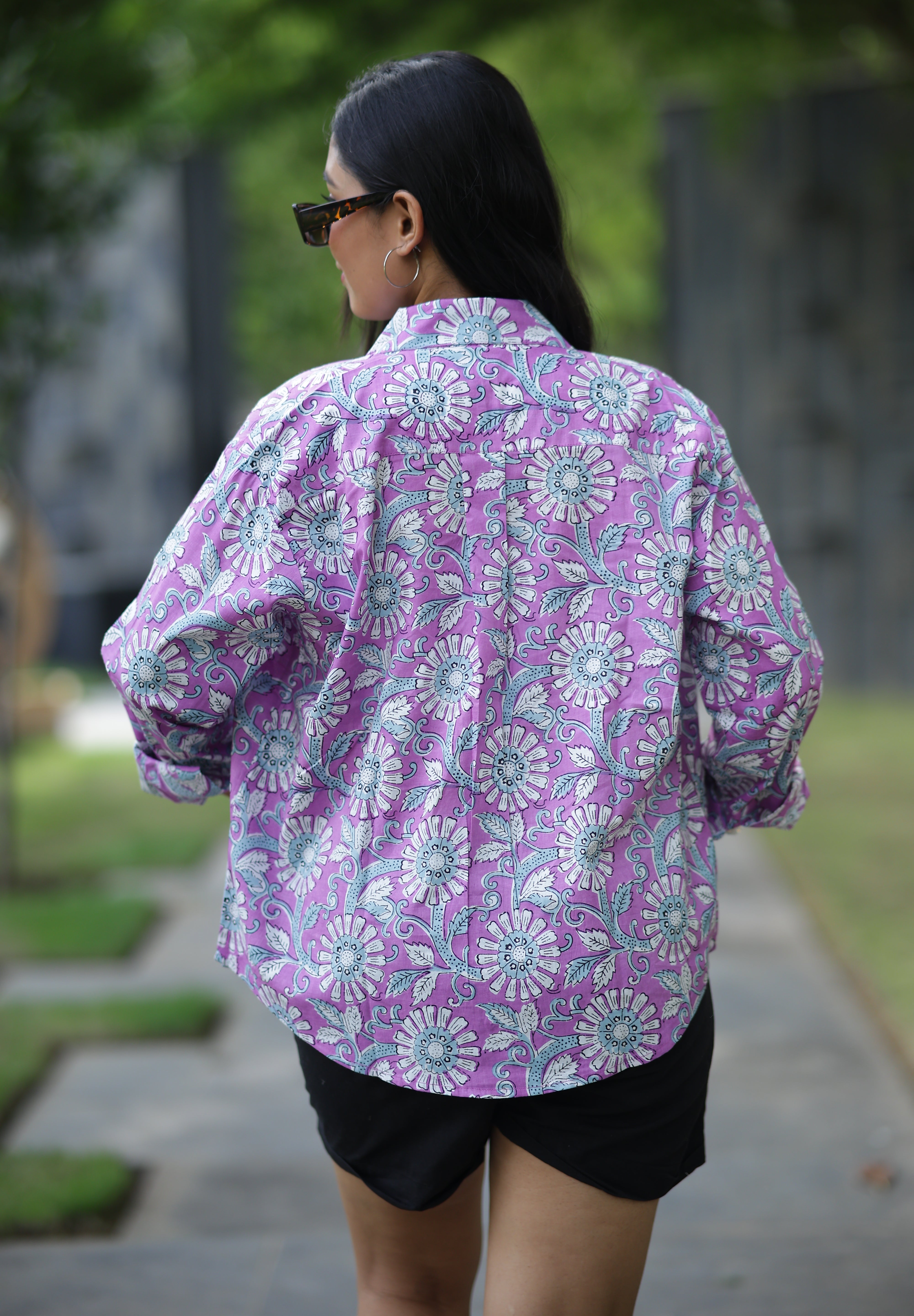 Purple Anokhi Print 100% Cotton Full Sleeves Women's Shirt
