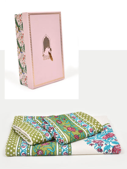 Gift Set - Handblock Printed Towels - 1 Bath + 2 Hand Towels