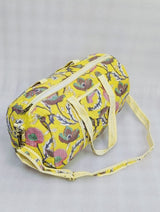 Block Printed Quilted Duffle Bag with Concealed Zip
