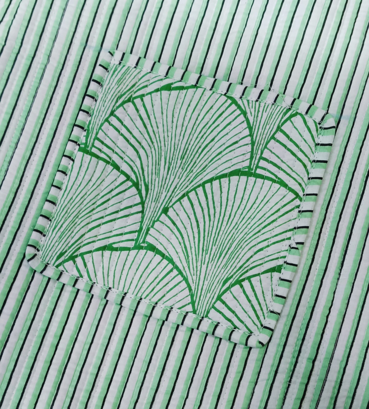 Handblock Printed Quilted Tote Bag without zip/button 17x18x 6 inches