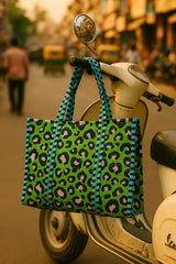 Handblock Printed Quilted Tote Bag without zip/button 17x18x 6 inches