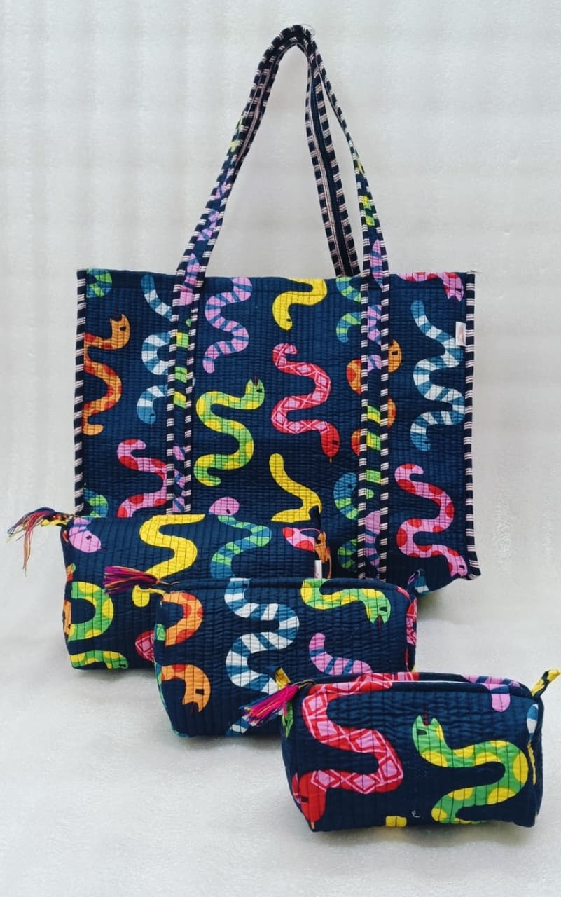 Tote Bag with set of 3 Pouches