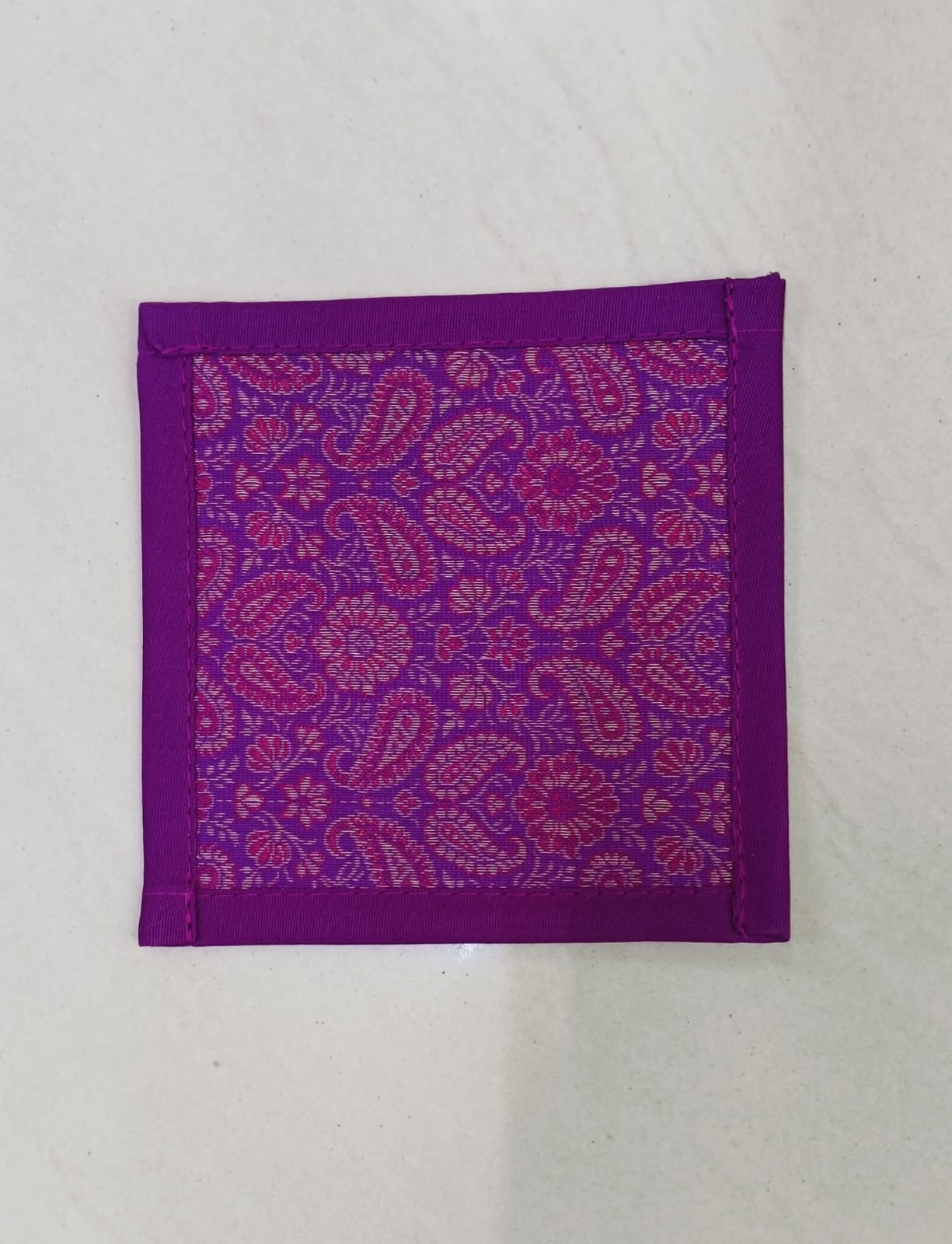 Diwali Gift Box with Banarasi Zari Table Runner, Set Of 6 Mats, 6 coaster, 6 inch Metal Urli