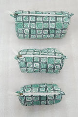 Set of 3 cosmetic bag/pouches with waterproof lining