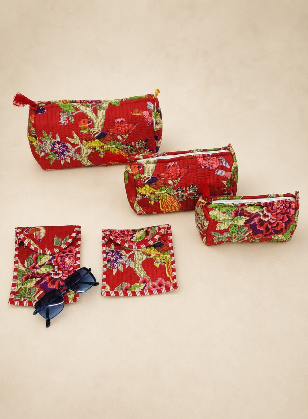 Set of 5 Utility Pouches (3 Makeup Pouches, 1 Sunglass Pouch, 1 Sanitary Napkin Pouch)