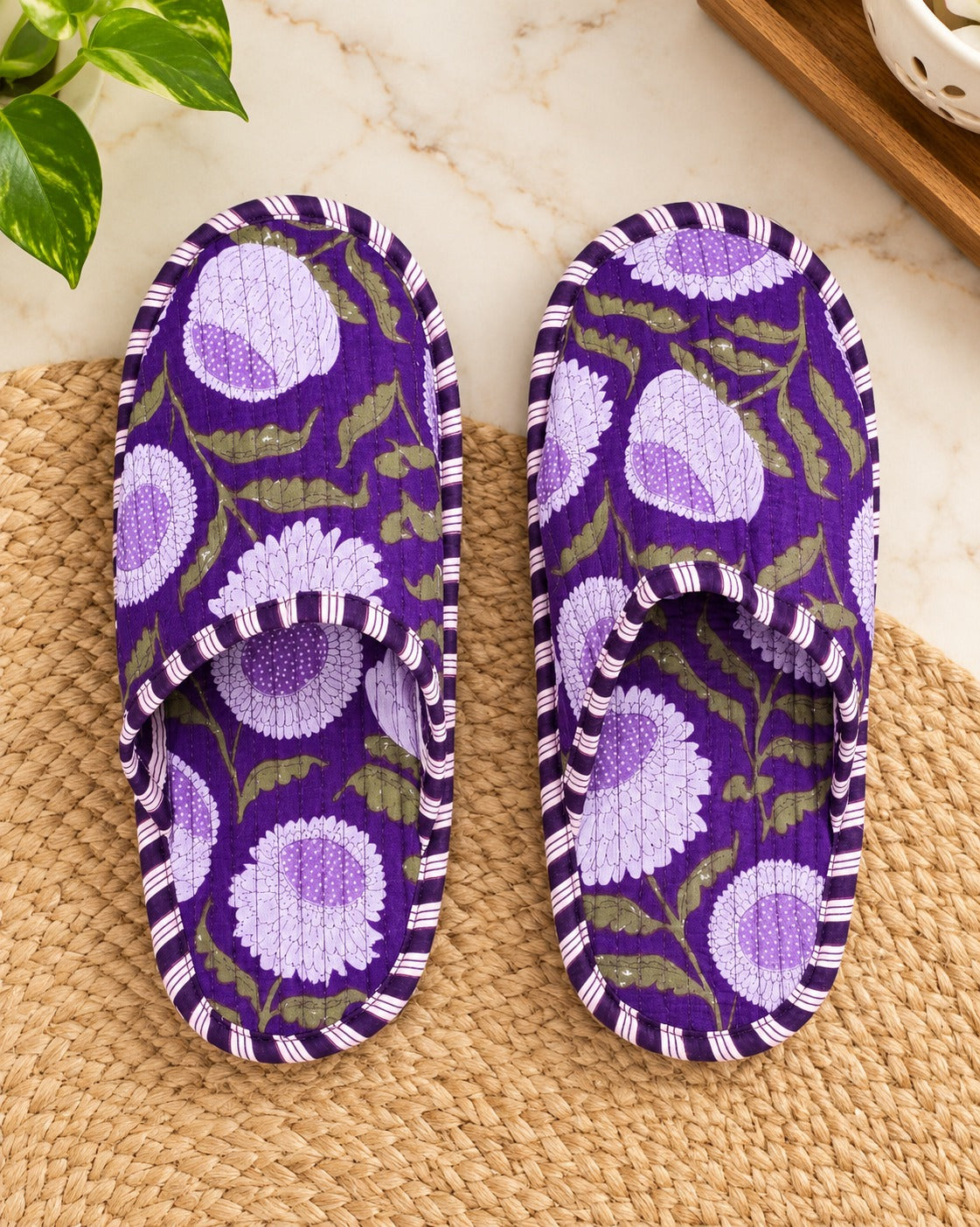 Home Wear Soft Fabric Fabric Slippers For Adults with Rubber Sole | Free Size