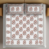 Gift Box with Handblock Print Super King Bedsheet in Extra Soft Percale Cotton with 2 Pillow covers