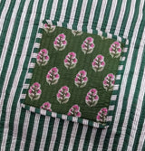 Handblock Printed Quilted Tote Bag with concealed zip ( 17x18x 6 inches)