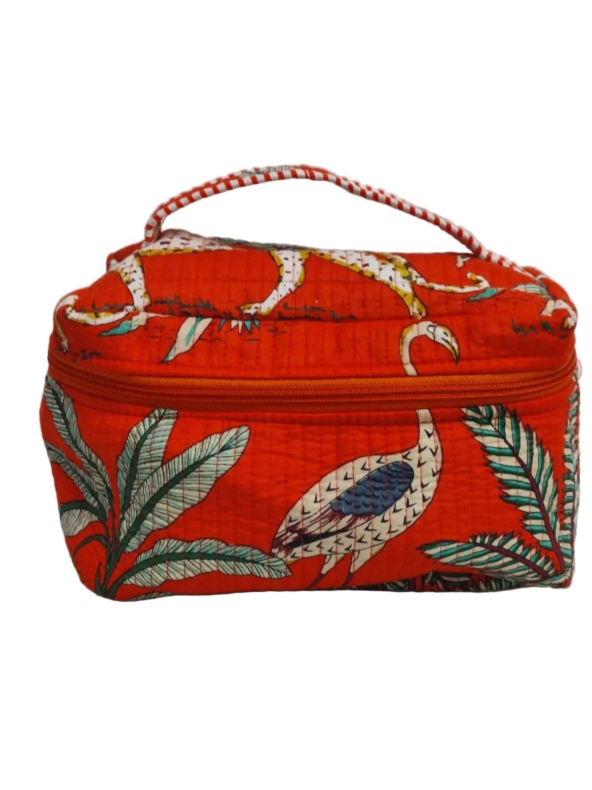 Handcrafted Quilted Makeup Organizer Bag | Cosmetic & Travel Vanity Case - 9x6.5x6.2 inches