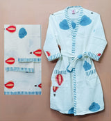 Handblock Printed Waffle Cotton Bathrobe Gift Box for Kids (4-13 Years) – Includes Bath Towel & 2 Hand Towels