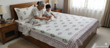 Handblock printed Jute Cotton Bedcover - Double King with 2 Pillow Covers