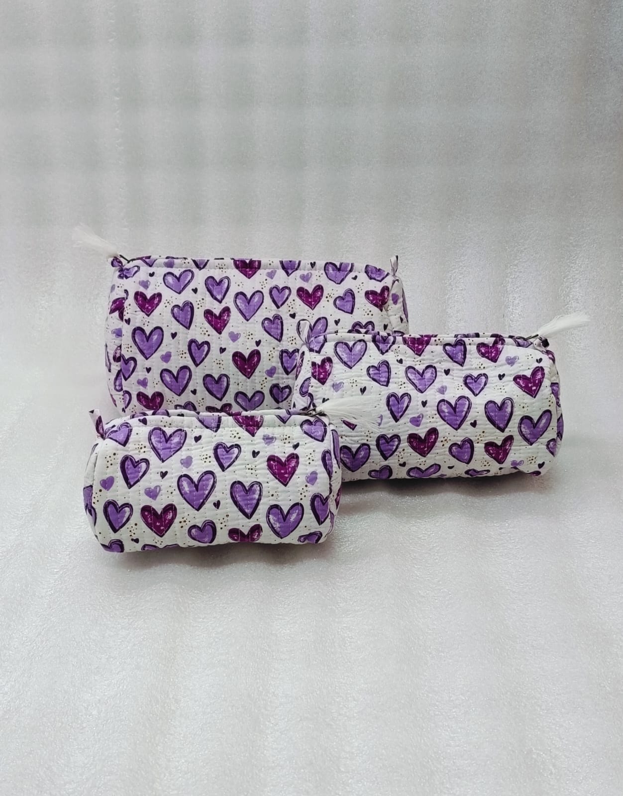 Set of 3 cosmetic bag/pouches with waterproof lining
