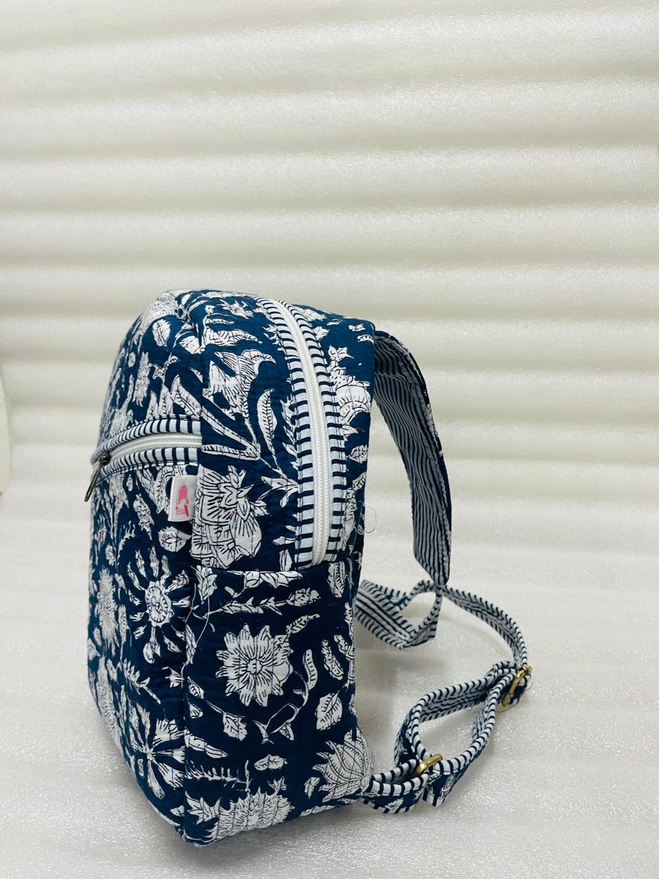 Handcrafted Quilted Cotton One Strap Backpack - 12x9.5x4.5 Inches
