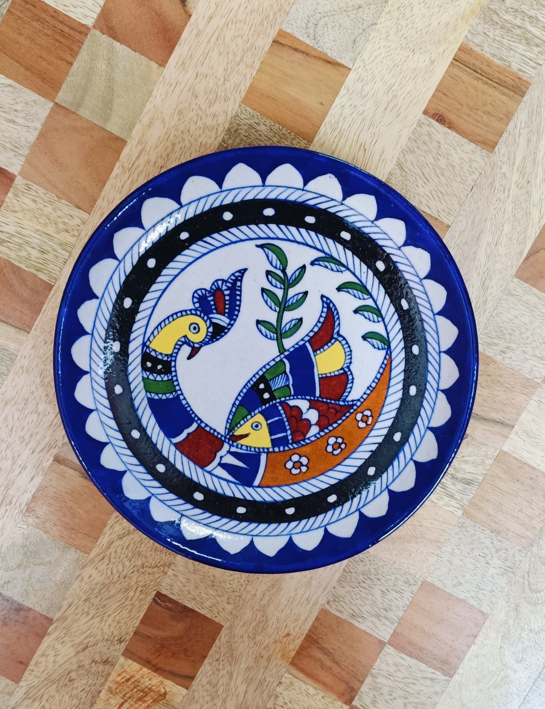 Gift Box with Handmade Jaipur Blue Pottery Plate - 8 inch diameter
