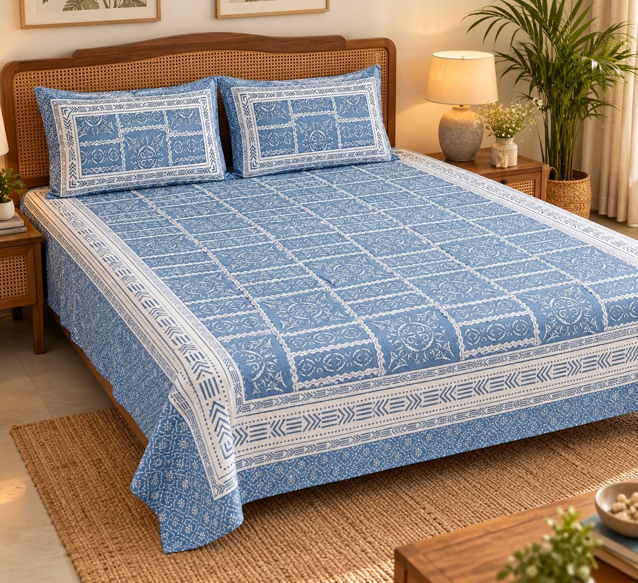 Double King Bedsheet with 2 Pillow Covers