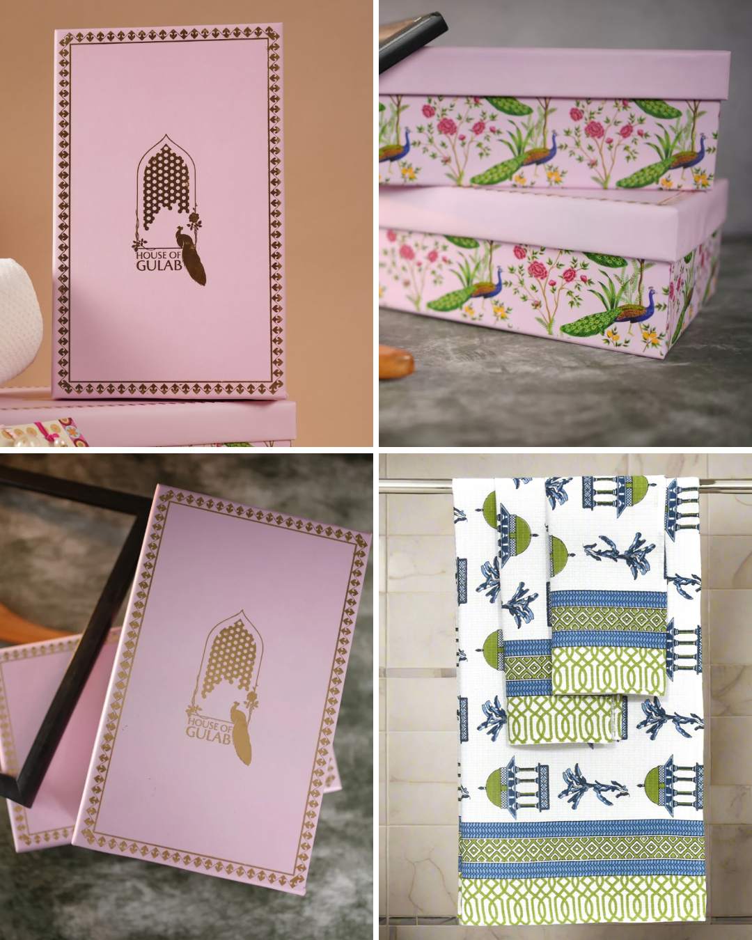 Gift Set - Handblock Printed Towels - 1 Bath + 2 Hand Towels
