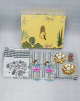 Diwali Gift Box | 1 Super Soft Percale Bedsheet, 1 Pair Door Hanging, 2 Metal Diyas, 2 Laddoo Candles