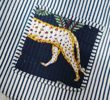 Handblock Printed Cotton Tote Bag with Unique Moon-Shaped Handle- 14x14x6 inches