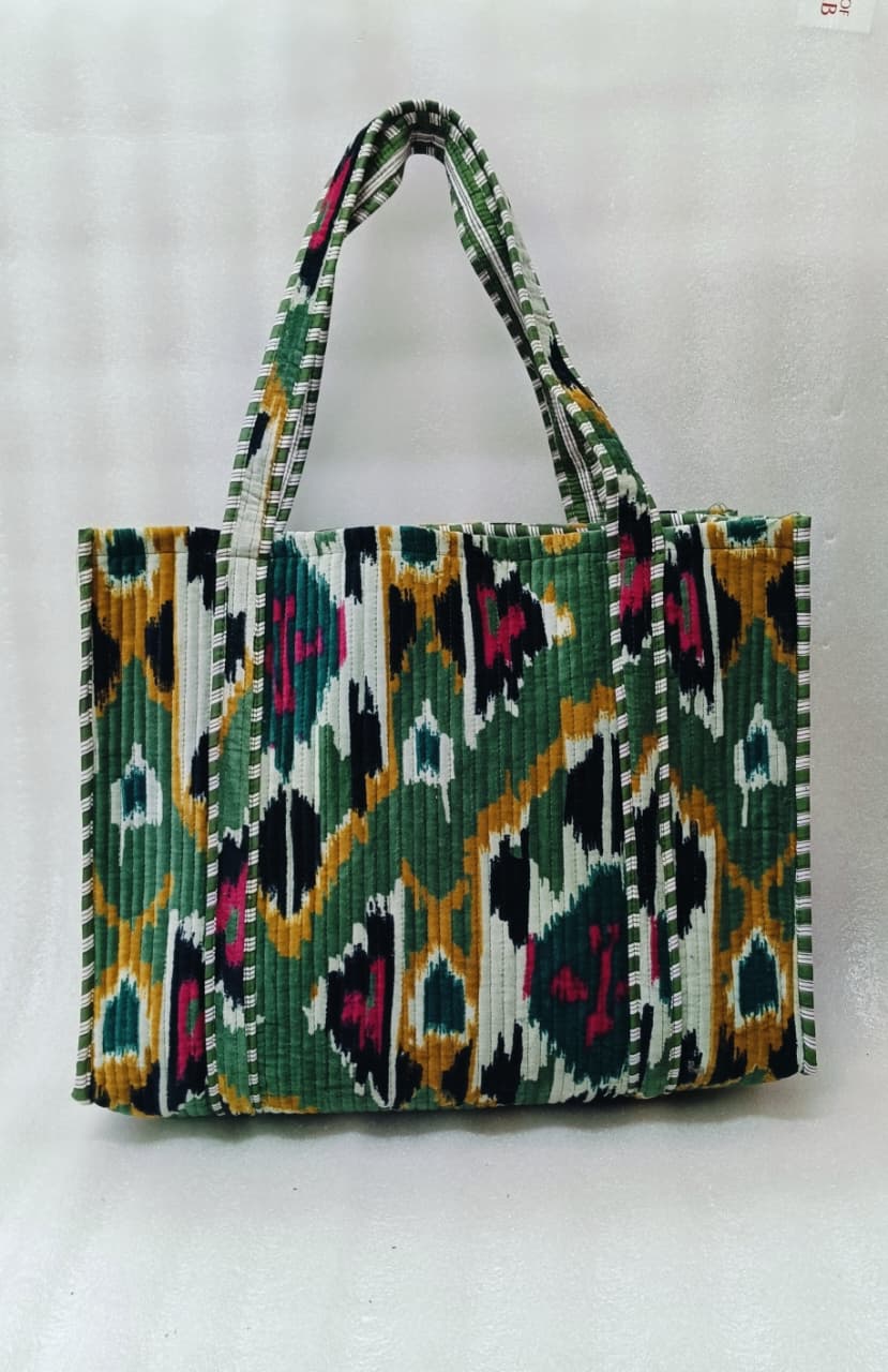 Velvet Tote Bag without Zip with Long Handle 17x18x 6 Inches