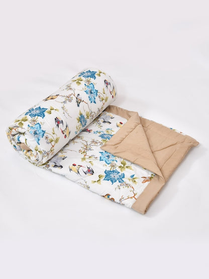 350GSM Blue & White Floral Mild Winter Double Bed Comforter