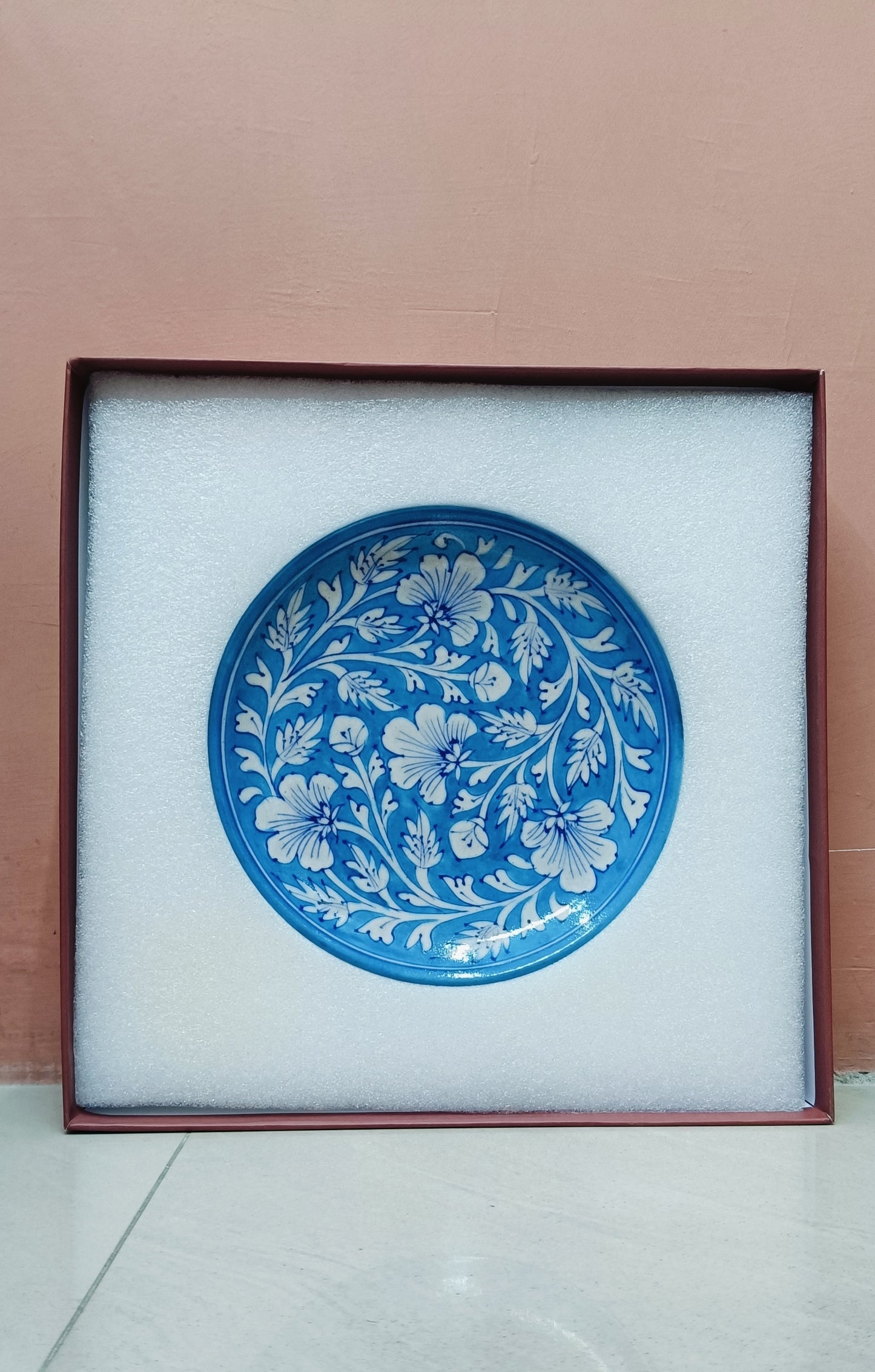 Gift Box with Handmade Jaipur Blue Pottery Plate - 8 inch diameter