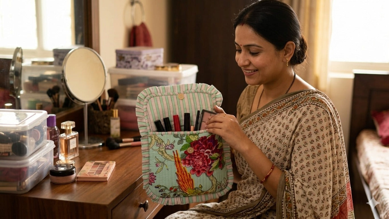 Handcrafted Quilted Wallet Clutch for Women - Passport, Card & Cash Holder