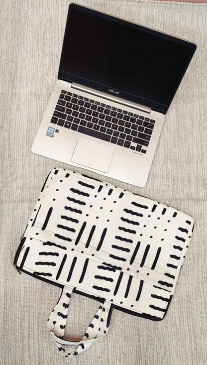 Laptop Bag with Handle -100% Cotton with handblock print and cushion support - 13-15 inches