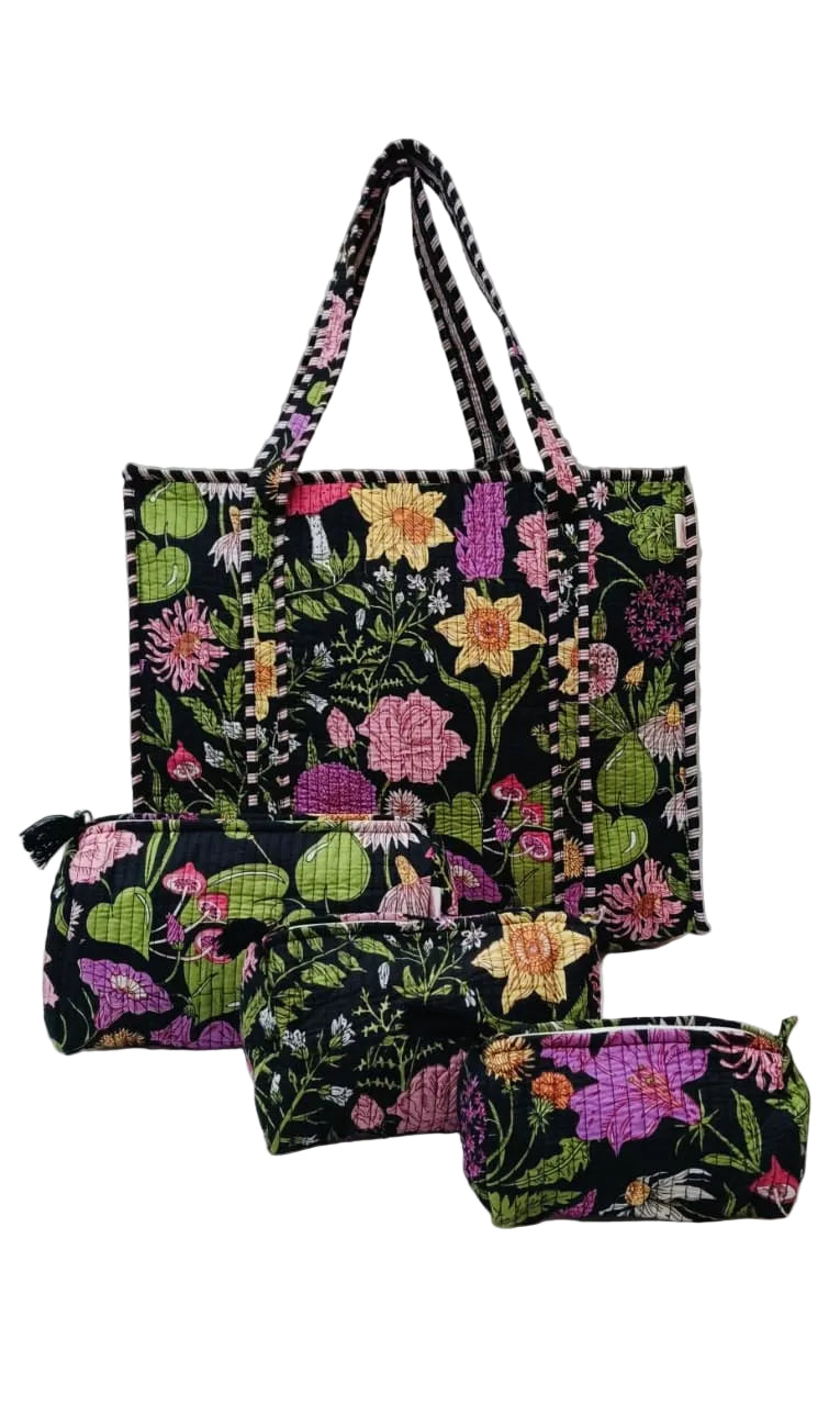 Cotton Tote Bag with Zip & Pouch Combo