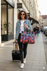 Handblock Printed Quilted Tote Bag without zip/button 17x18x 6 inches