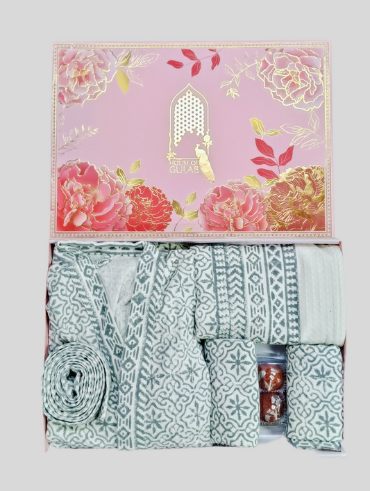 Diwali Gift Box – 1 Unisex Bathrobe, 1 Bath Towel, 2 hand Towels, 2 laddoo candles