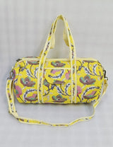 Block Printed Quilted Duffle Bag with Concealed Zip