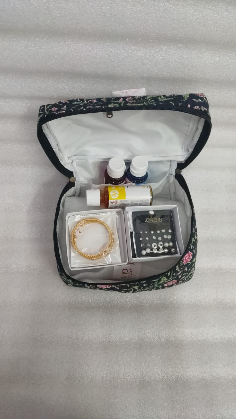 Handcrafted Quilted Makeup Organizer Bag | Cosmetic & Travel Vanity Case - 9x6.5x6.2 inches