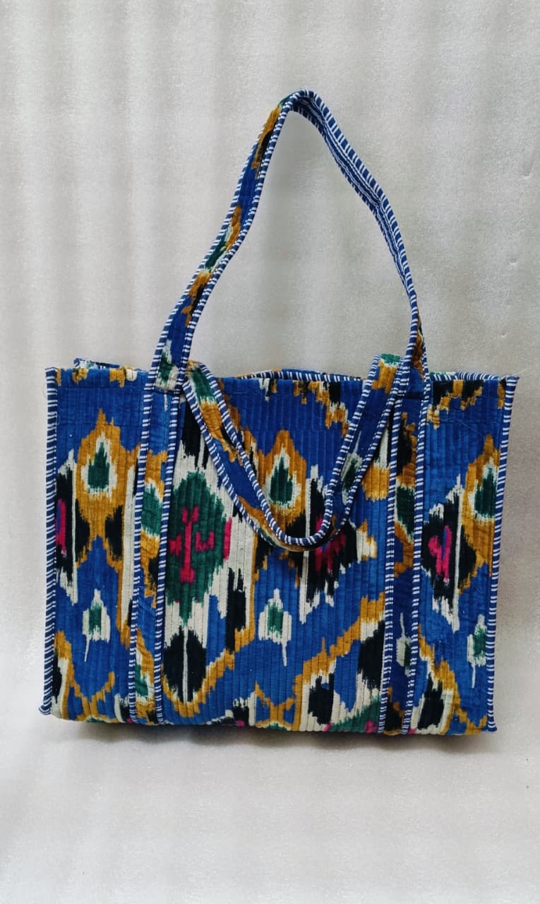 Velvet Tote Bag without Zip with Long Handle 17x18x 6 Inches