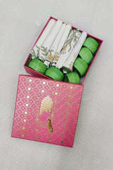 Gift Box with 6 Cotton napkin & wooden napkin rings