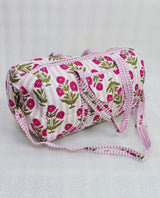Block Printed Quilted Duffle Bag with Concealed Zip