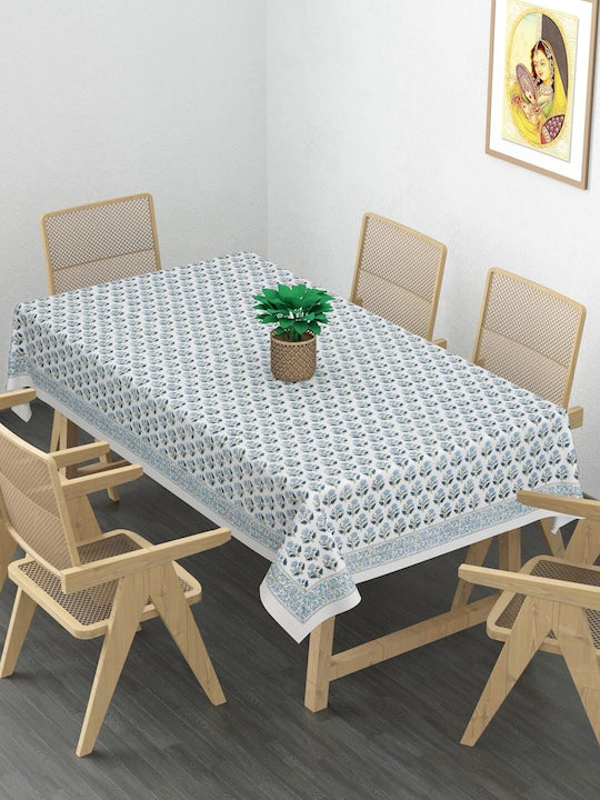 Handblock printed Canvas Cotton Table Cloth 60X90 Inches - 6 Seater Dining Table