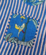 Handblock Printed Cotton Tote Bag with Unique Moon-Shaped Handle- 14x14x6 inches