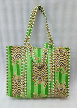 Handblock Printed Quilted Tote Bag without zip/button 17x18x 6 inches