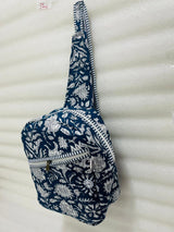 Handcrafted Quilted Cotton One Strap Backpack - 12x9.5x4.5 Inches